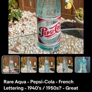 Vintage 1940's-1950's Pepsi-Cola Glass Bottle